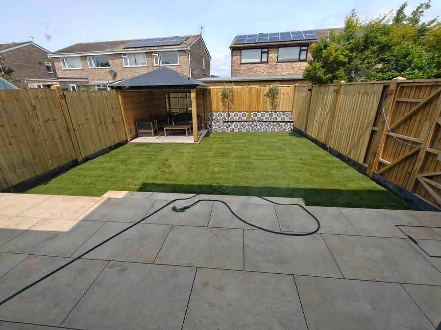 Completed garden patio lawn